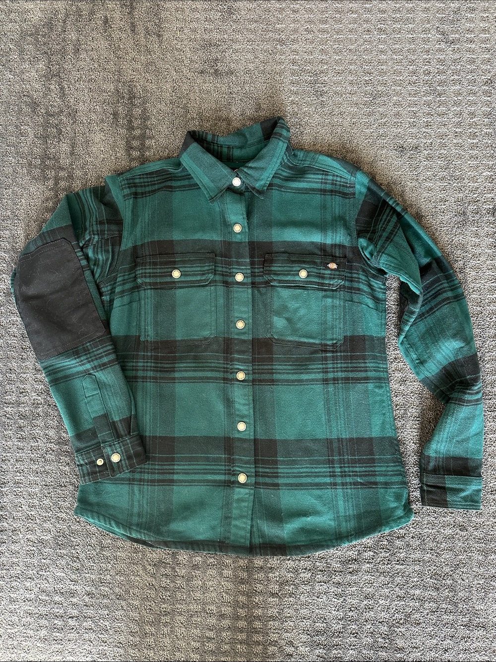 Dickies Green and Black Plaid Button-Down Shirt
